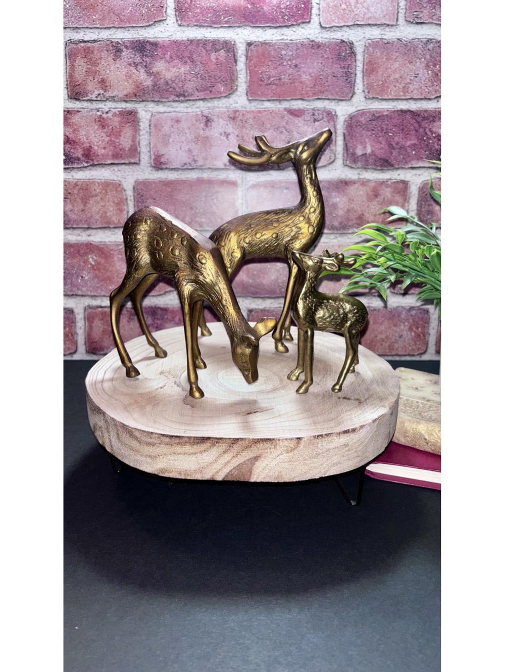 Vintage MCM Solid Brass Deer Family Trio - Made in Taiwan (3-Piece Set)